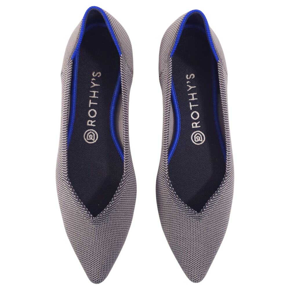 Rothy's The Point Pointed Toe Flats Cloud Grey Birdseye Sz 9.5